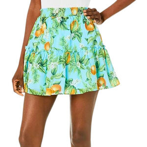 BB Dakota Steve Madden NWT Juicy Sky Blue Fruit Print Pleated Cotton Skirt Med